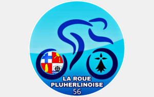 Nouveau logo de la Roue Pluherlinoise reprenant les couleurs bleues d'origine, la Bretagne avec le symbole de l'hermine, le département 56, et la commune de Pluherlin avec son blason.